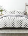 Home Collection Premium Ultra Soft Painted Polkadot 3pc Reversible Duvet Cover Set In Gray