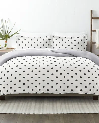 Home Collection Premium Ultra Soft Painted Polkadot 3pc Reversible Duvet Cover  Set In White