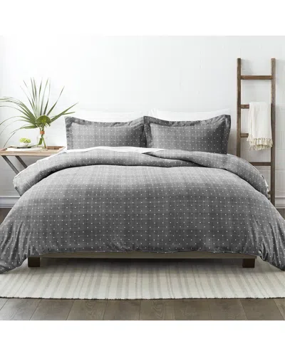 Home Collection Premium Ultra Soft Polka Dot Pattern 3pc Duvet Cover Set In Gray