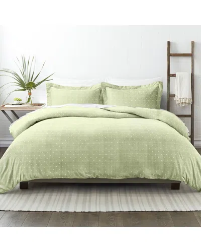 Home Collection Premium Ultra Soft Polka Dot Pattern 3pc Duvet Cover Set In Green