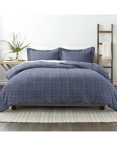Home Collection Premium Ultra Soft Polka Dot Pattern Duvet Cover Set In Blue
