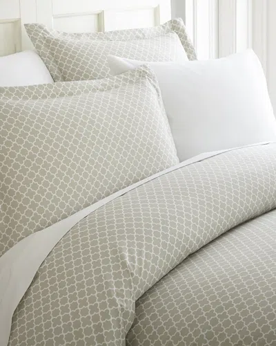 Home Collection Premium Ultra Soft Quadrafoil Pattern 3pc Duvet Cover Set In White