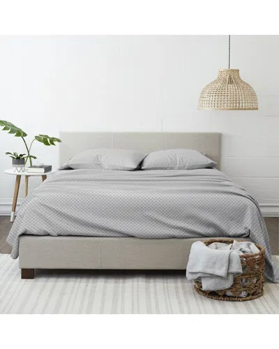 Home Collection Premium Ultra Soft Quadrafoil Pattern 4pc Bed Sheet Set In Gray
