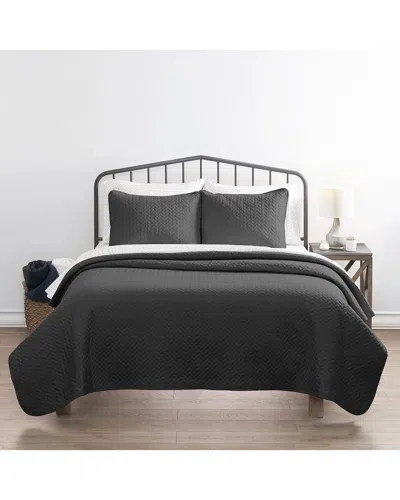 Home Collection Premium Ultra Soft Quilted Coverlet Set In Black