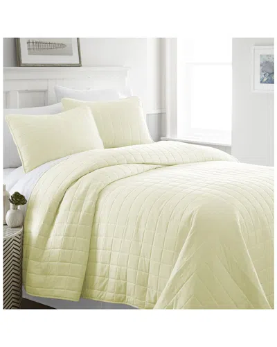 Home Collection Premium Ultra Soft Quilted Coverlet Set In Yellow
