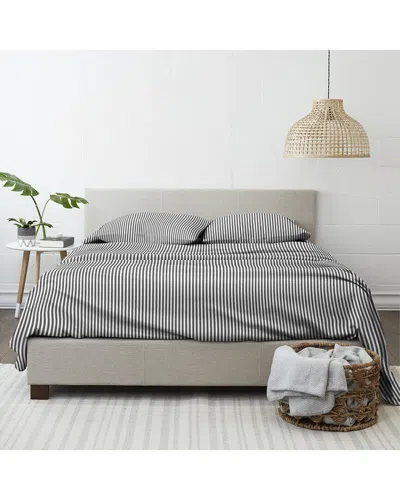Home Collection Premium Ultra Soft Ribbon Pattern 4pc Bed Sheet Set In Gray