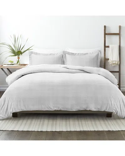 Home Collection Premium Ultra Soft Thatch Pattern 3pc Duvet Cover Set In White