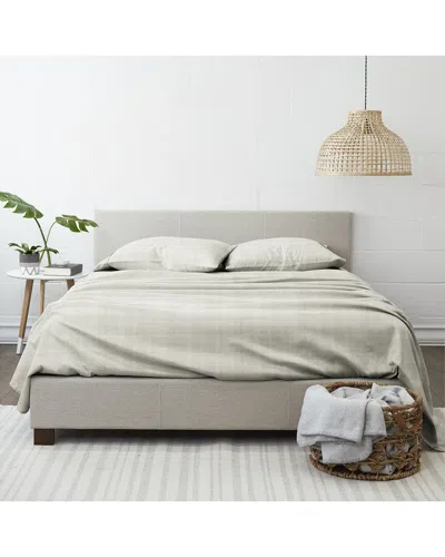 Home Collection Premium Ultra Soft Thatch Pattern 4pc Bed Sheet Set In White