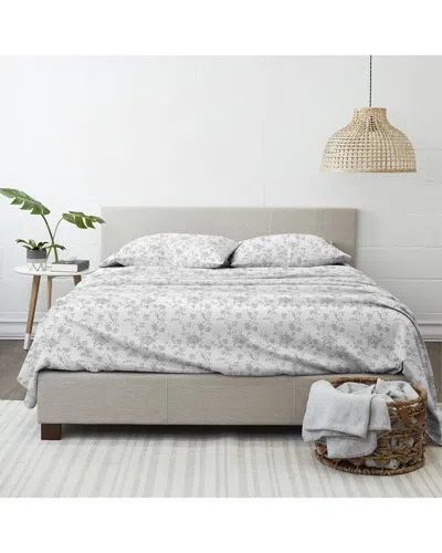 Home Collection Rose Bunch 4pc Grey Flannel Sheet Set