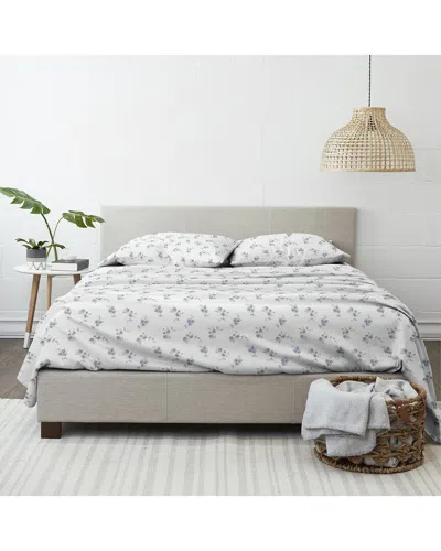 Home Collection Rose Bunch 4pc Light Blue Flannel Sheet Set