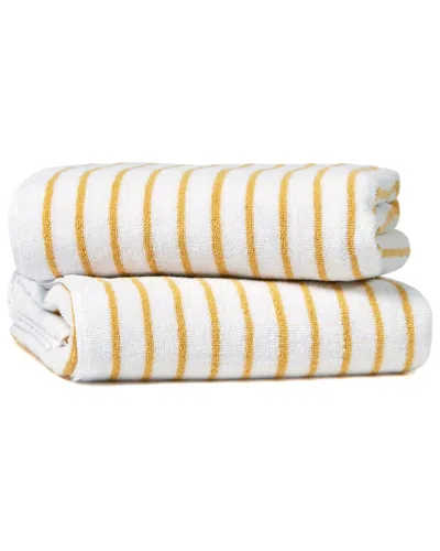 Home Collection Set Of 2 Cotton Cabana Stripe Beach/pool Towels In Pink