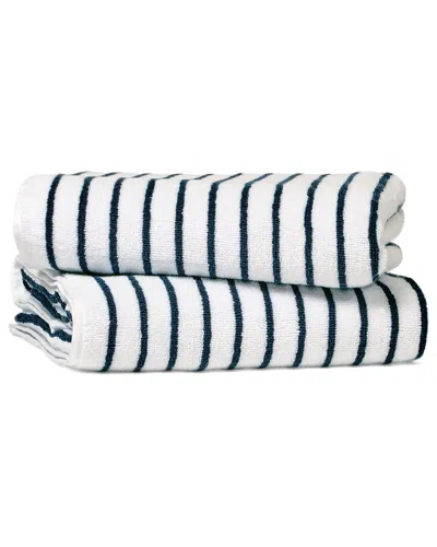 Home Collection Set Of 2 Cotton Cabana Stripe Beach/pool Towels In Yellow