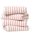 Home Collection Set Of 4 Cotton Cabana Stripe Beach/pool Towels In Gray