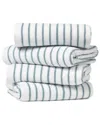 Home Collection Set Of 4 Cotton Cabana Stripe Beach/pool Towels In Blue