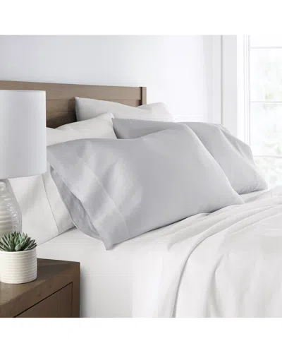 Home Collection Set Of Two 300tc Solid Brushed & Washed Cotton Pillowcases In Gray