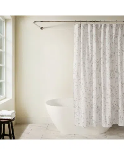 Home Collection Shower Curtain In Linear Flowers In White