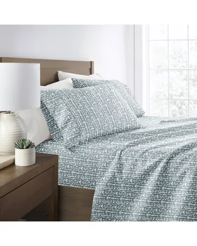 Home Collection Soft Lines Patterned Ultra-soft Bed Sheet Set In Blue