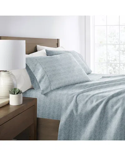 Home Collection Soft Lines Patterned Ultra-soft Bed Sheet Set In Blue
