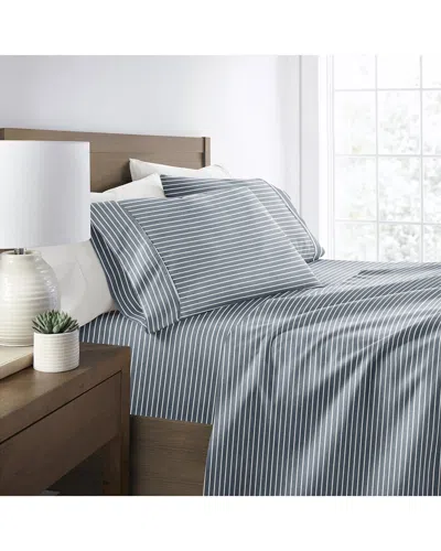 Home Collection Soft Lines Patterned Ultra-soft Bed Sheet Set In Grey