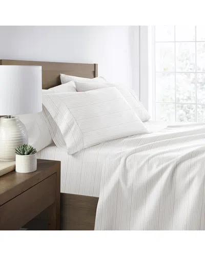Home Collection Soft Lines Patterned Ultra-soft Bed Sheet Set In Orange