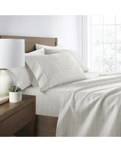 Home Collection Soft Lines Patterned Ultra-soft Bed Sheet Set In Gray