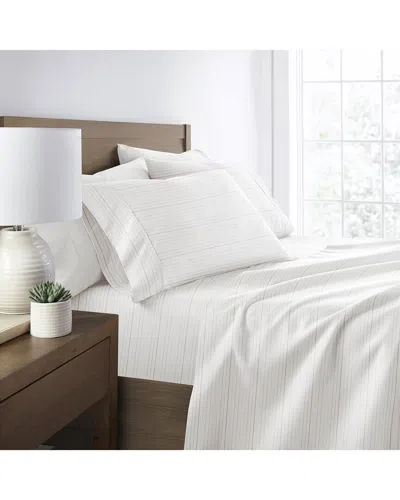 Home Collection Soft Lines Patterned Ultra-soft Bed Sheet Set In White