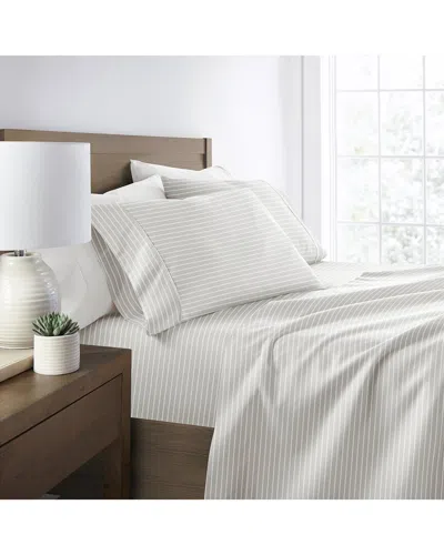 Home Collection Soft Lines Patterned Ultra-soft Bed Sheet Set In White