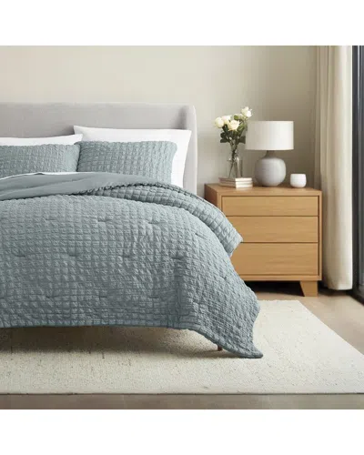 Home Collection Textured Seersucker Comforter Set In Blue