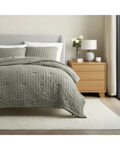 Home Collection Textured Seersucker Comforter Set In Green