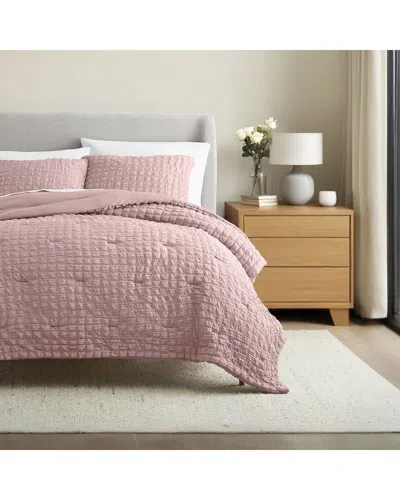 Home Collection Textured Seersucker Comforter Set In Pink
