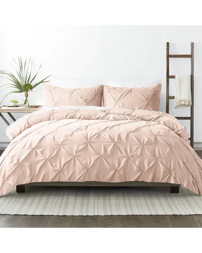 Home Collection Ultra Soft 3pc Pinch Pleat Blush Duvet Set In Pink