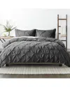 Home Collection Ultra Soft 3pc Pinch Pleat Grey Duvet Set In Grey