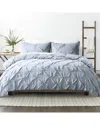 Home Collection Ultra Soft 3pc Pinch Pleat Light Blue Duvet Set In Blue