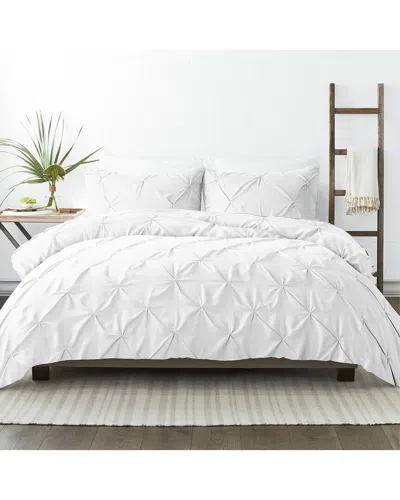 Home Collection Ultra Soft 3pc Pinch Pleat White Duvet Set