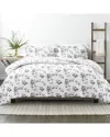 Home Collection Ultra Soft Edgy Flowers 3pc Reversible Duvet Set In Grey