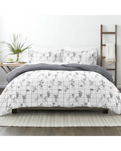 Home Collection Ultra Soft Flower Field 3pc Reversible Duvet Set In Grey
