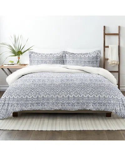 Home Collection Ultra Soft Modern Rustic 3pc Reversible Duvet Set In Gray