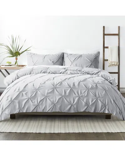 Home Collection Ultra Soft Pinch Pleat Light Grey Duvet Set In Gray
