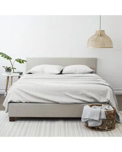 Home Collection Ultra Soft Spotted Leaves 4pc Sheet Set In White