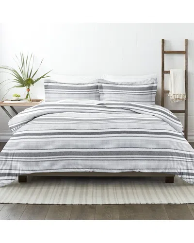 Home Collection Ultra Soft Vintage Stripe 3pc Duvet Set In Gray