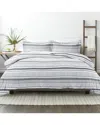 Home Collection Ultra Soft Vintage Stripe 3pc Duvet Set In Grey