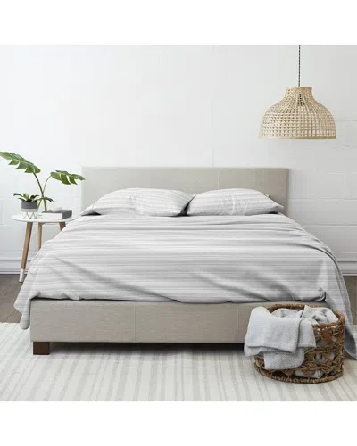 Home Collection Weathered Stripe 4pc Flannel Sheet Set In Grey