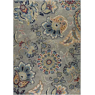 Home Dynamix Tremont Lincoln Floral Rectangular Accent Rug In Gray