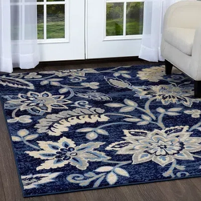 Home Dynamix Tremont Teaneck Floral Rectangular Rug In Blue