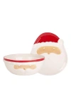 Home Essentials And Beyond Set Of 2 Santa Face Plate & Bowl Serving Set In Red