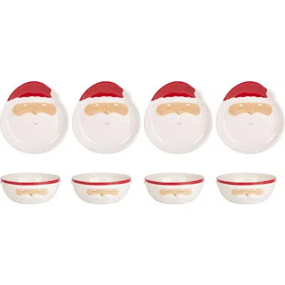 Home Essentials And Beyond Set Of 8 Santa Face Plates & Bowls In Multi
