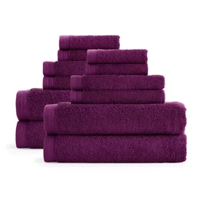 Home Expressions 12-pc. Solid Bath Towel Set In Purple