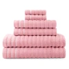 Home Expressions 6-pc. Ribbed Solid Bath Towel Set In Pink