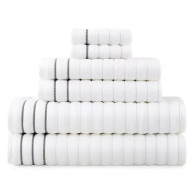 Home Expressions 6-pc. Ribbed Solid Bath Towel Set In White