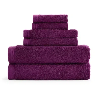 Home Expressions 6-pc. Solid Bath Towel Set In Purple
